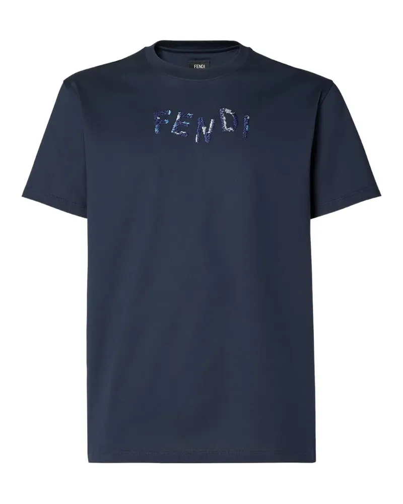 Fendi T-Shirt mit Stickerei - Blau Blau