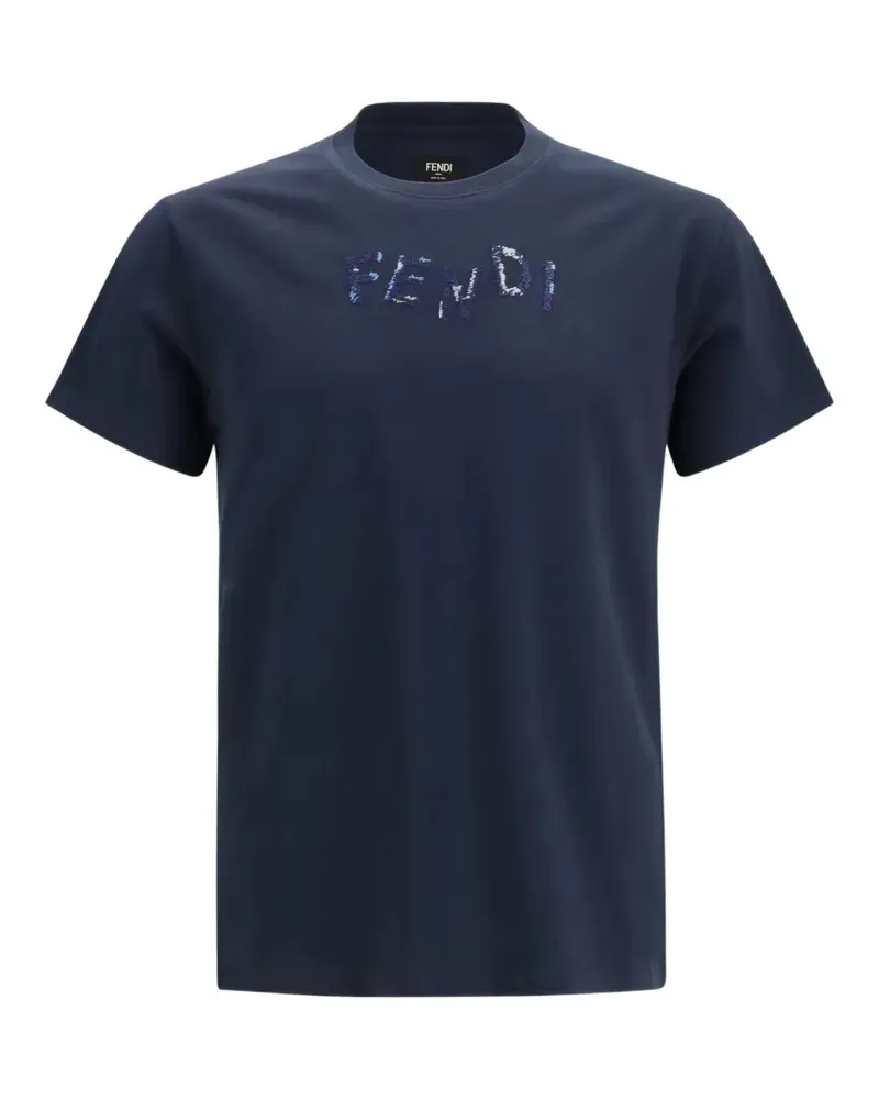 Fendi embroidered T-shirt - Blau Blau