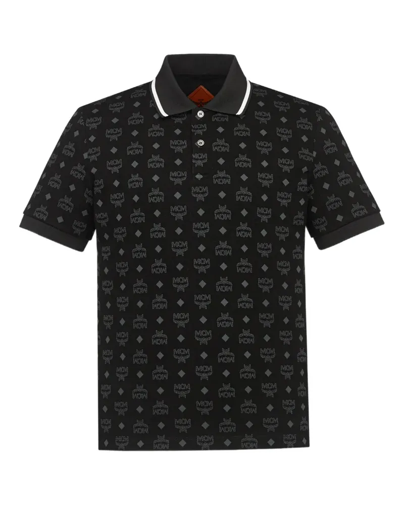 MCM Poloshirt aus Monogramm-Jacquard - Schwarz Schwarz