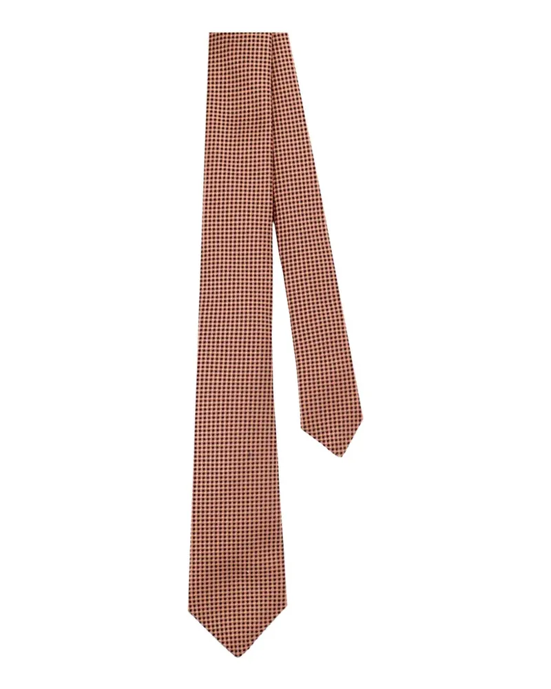 Kiton micro-check tie - Orange Orange