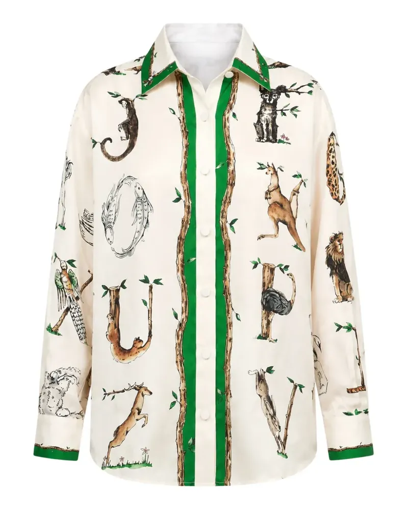 Paul & Joe alphabet-print contrast-trim blouse - Nude Nude