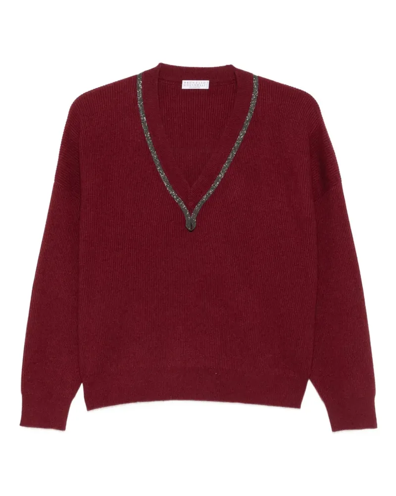 Brunello Cucinelli Pullover mit V-Ausschnitt - Rot Rot