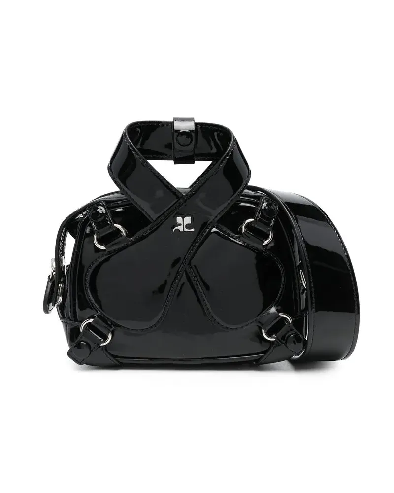 Courrèges Shopper mit Logo-Schild - Schwarz Schwarz