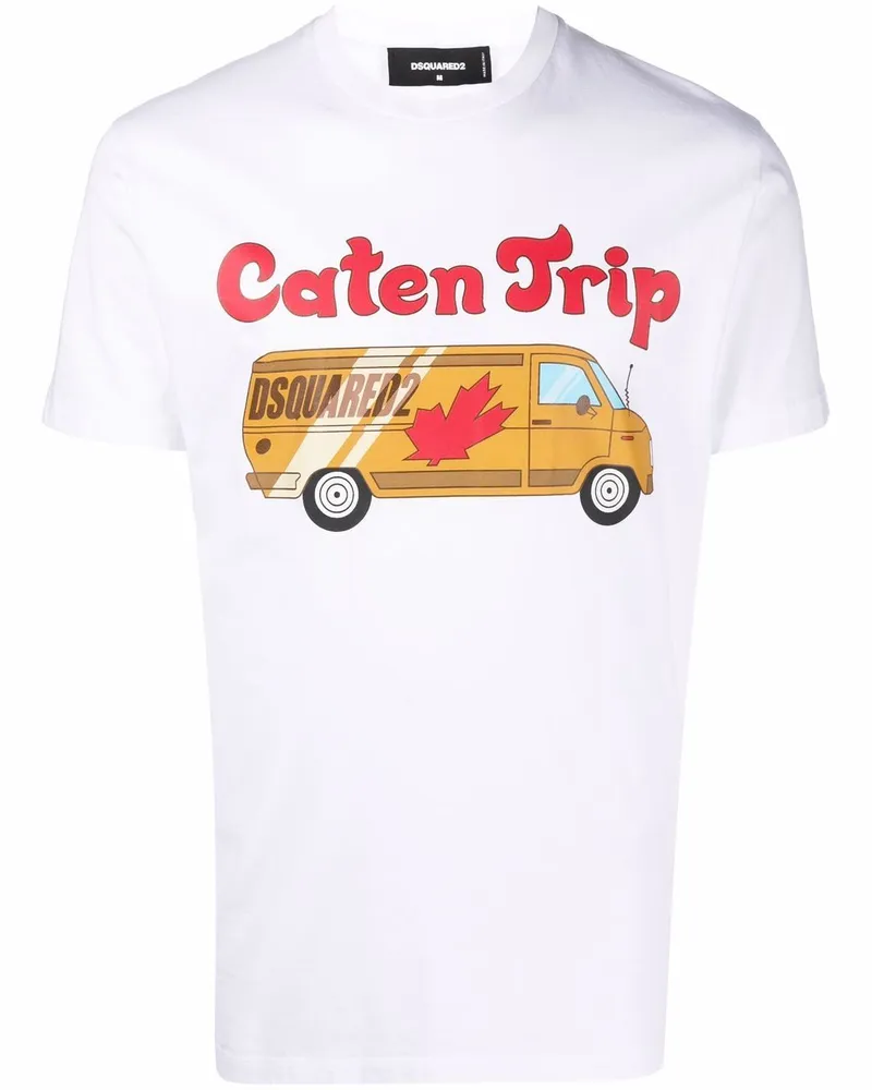 Dsquared2 T-Shirt mit "Caten Trip"-Print - Weiß Weiß
