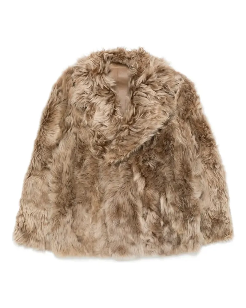 Yves Salomon Cabanjacke aus Shearling - Nude Nude