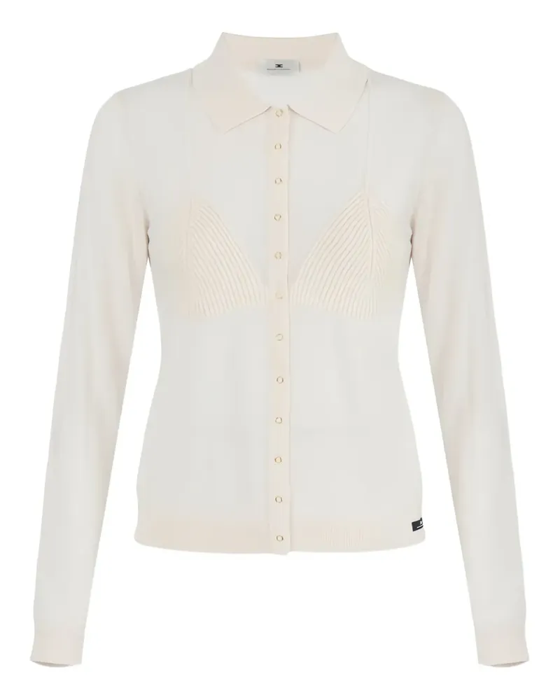 Elisabetta Franchi Gerippter Cardigan mit Kragen - Weiß Weiß