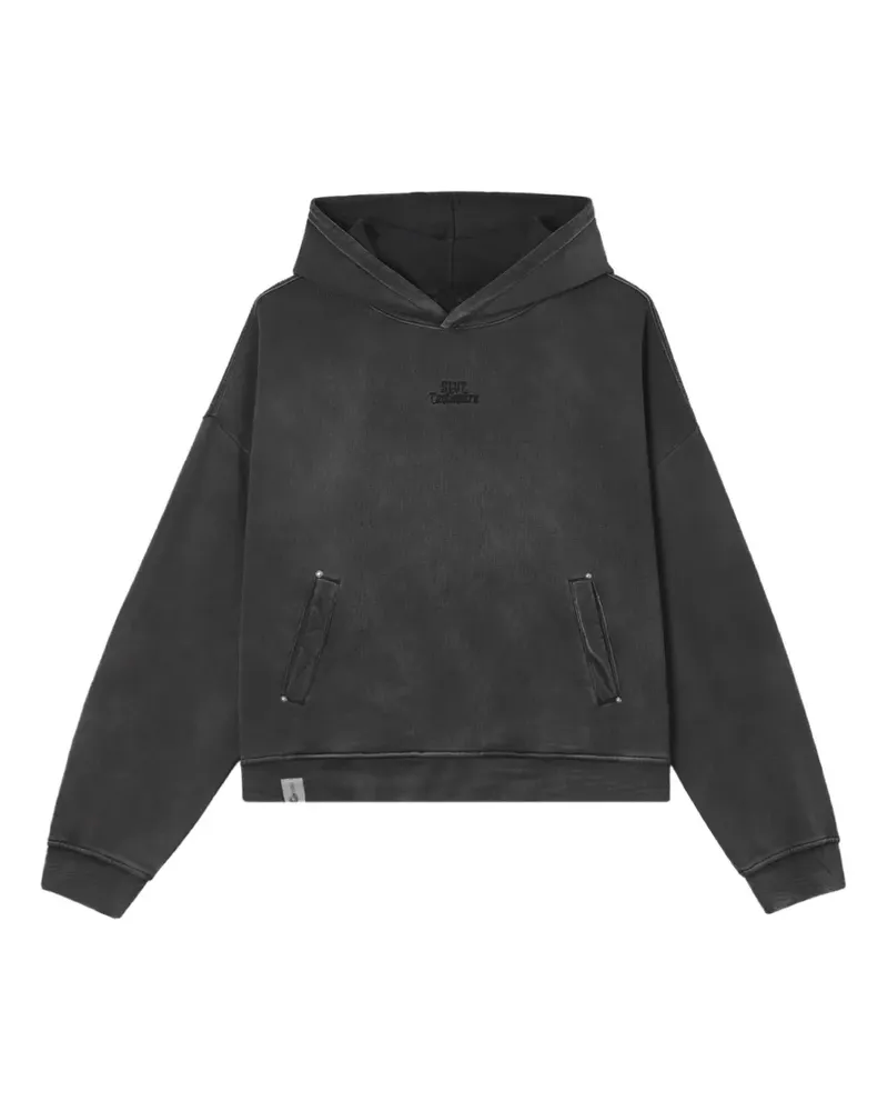 FIVE CM skeleton-embroidered washed hoodie - Schwarz Schwarz