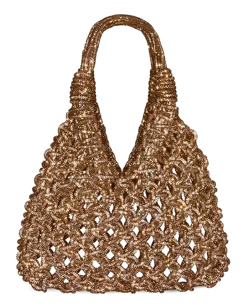 HIBOURAMA Vannifique crystal-embellished woven tote bag - Gold Gold