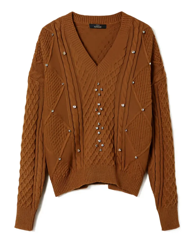 Twin-Set cable-knit embellished sweater - Braun Braun