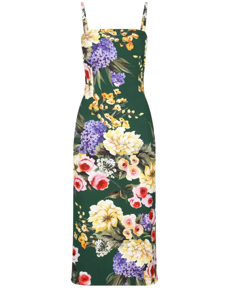 Dolce & Gabbana Midikleid mit Garten-Print - Grün Grün