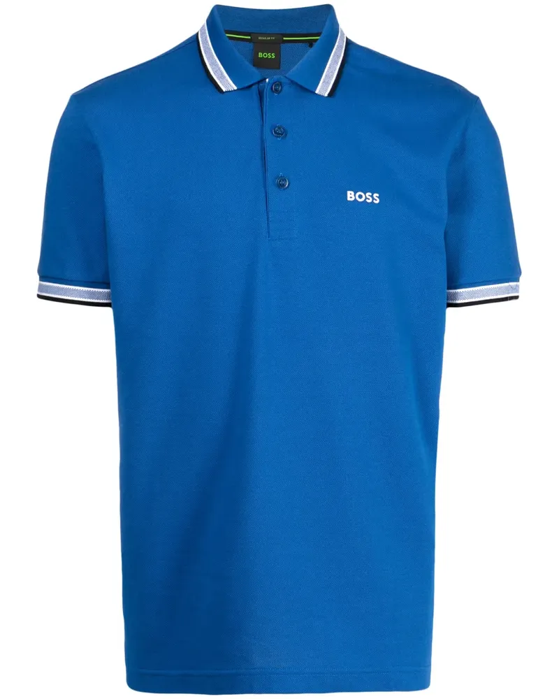 HUGO BOSS Poloshirt mit gestreiftem Rand - Blau Blau