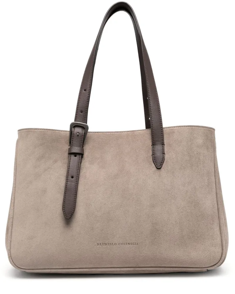 Brunello Cucinelli Shopper mit Logo-Prägung - Braun Braun