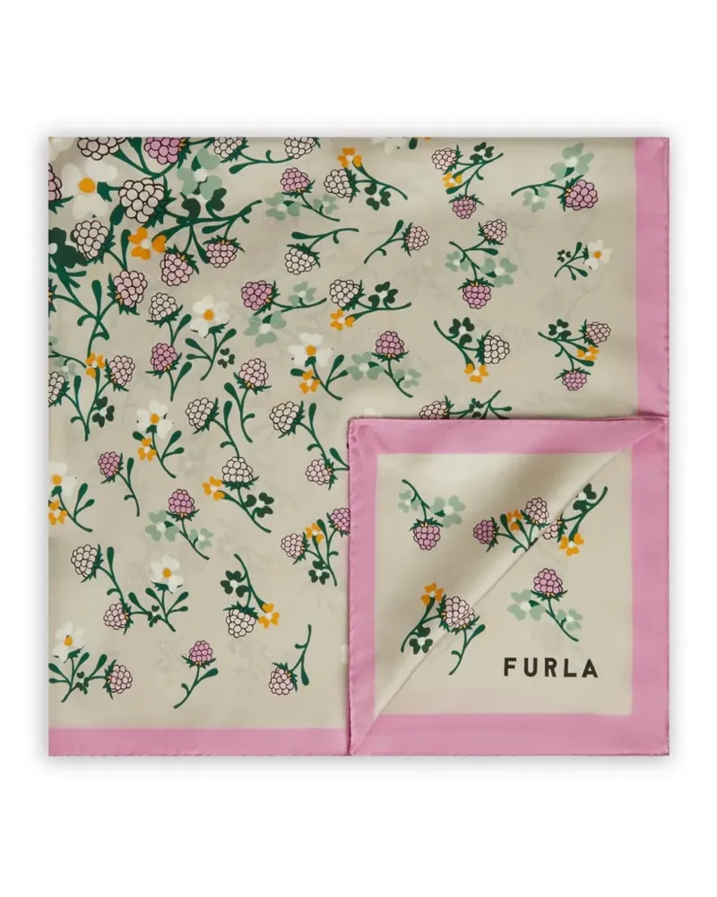 Furla Seidenschal mit Beeren-Print - Nude Nude