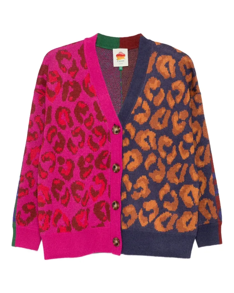 FARM Rio Geknöpfter Cardigan mit Tiermuster - Rosa Rosa