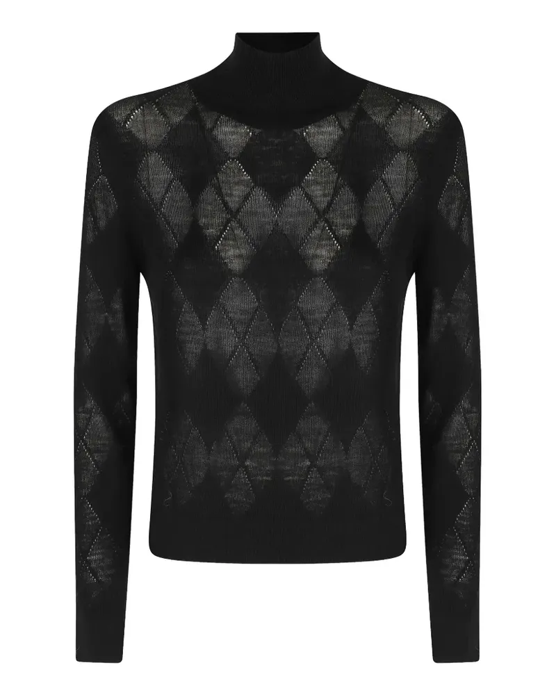 Ballantyne Rollkragenpullover mit Argyle-Muster - Schwarz Schwarz