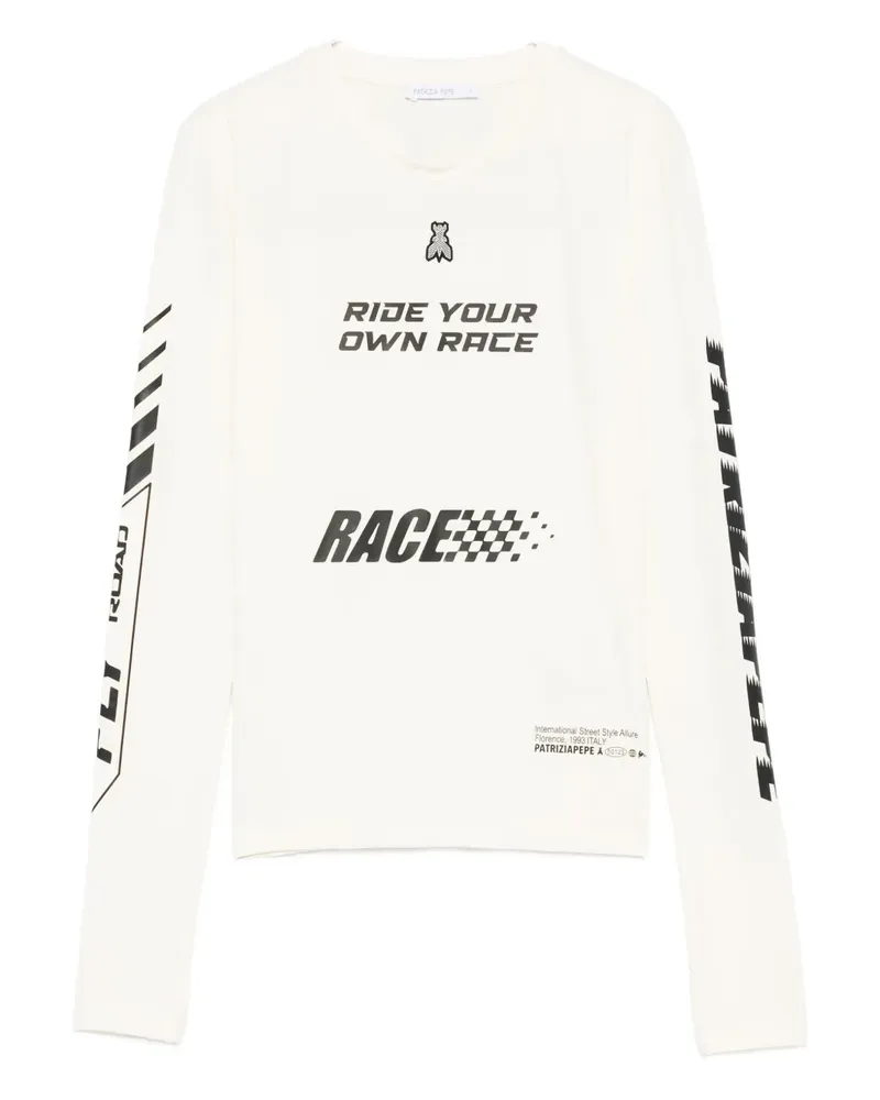 Patrizia Pepe Langärmeliges Racing-T-Shirt - Weiß Weiß