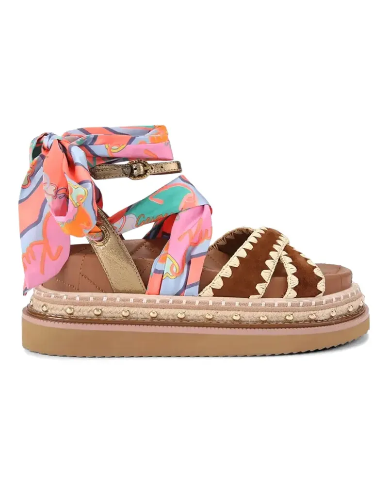 Kurt Geiger Orson cross scarf platform sandals - Braun Braun