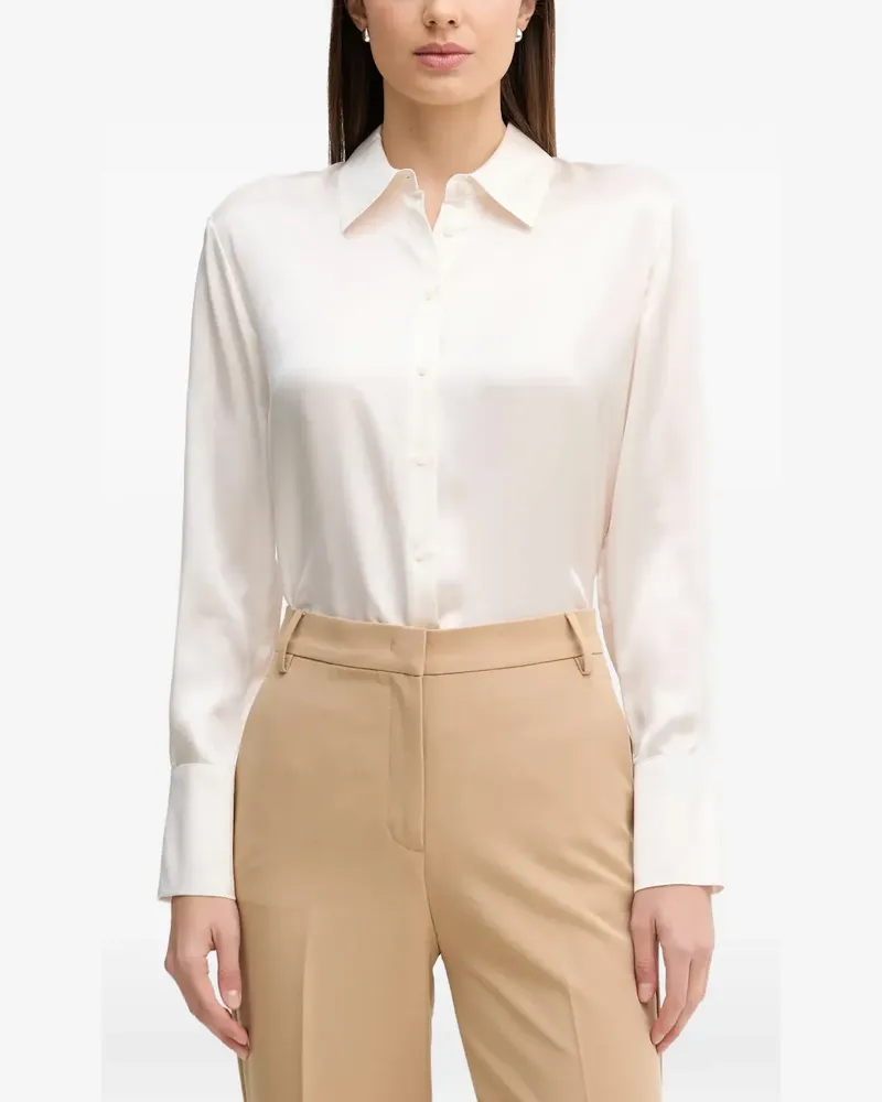 Sisley button-down satin shirt - Weiß Weiß