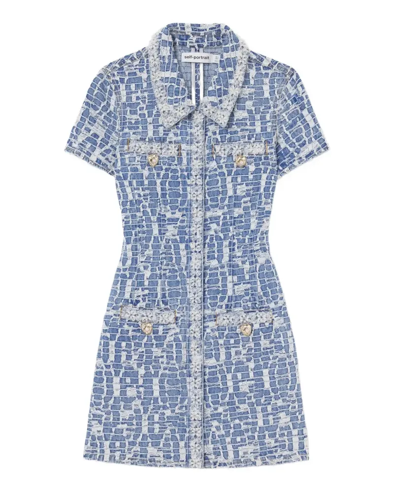 Self-Portrait sequin-embellished collared mini dress - Blau Blau