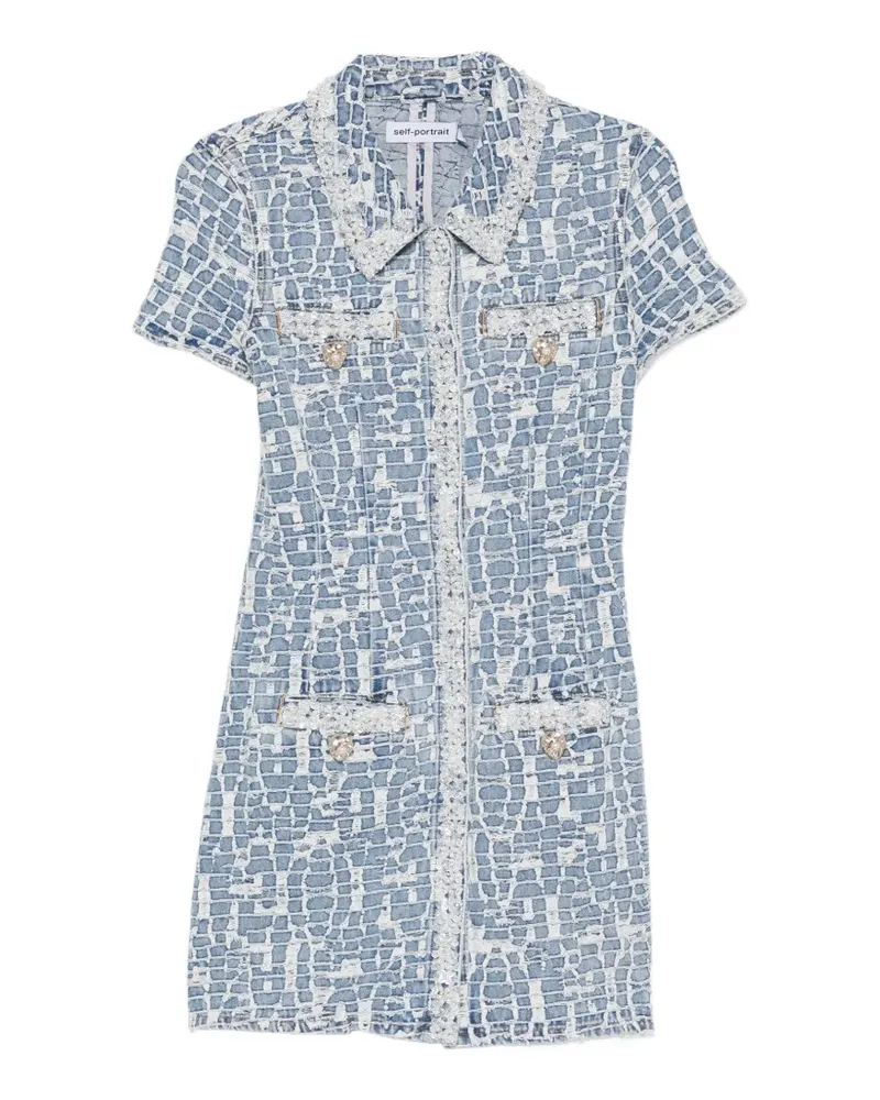 Self-Portrait sequin-embellished collared mini dress - Blau Blau