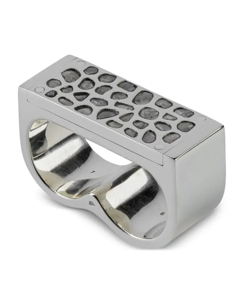 Parts Of Four Plate Double Ring mit Diamant - Silber Silber