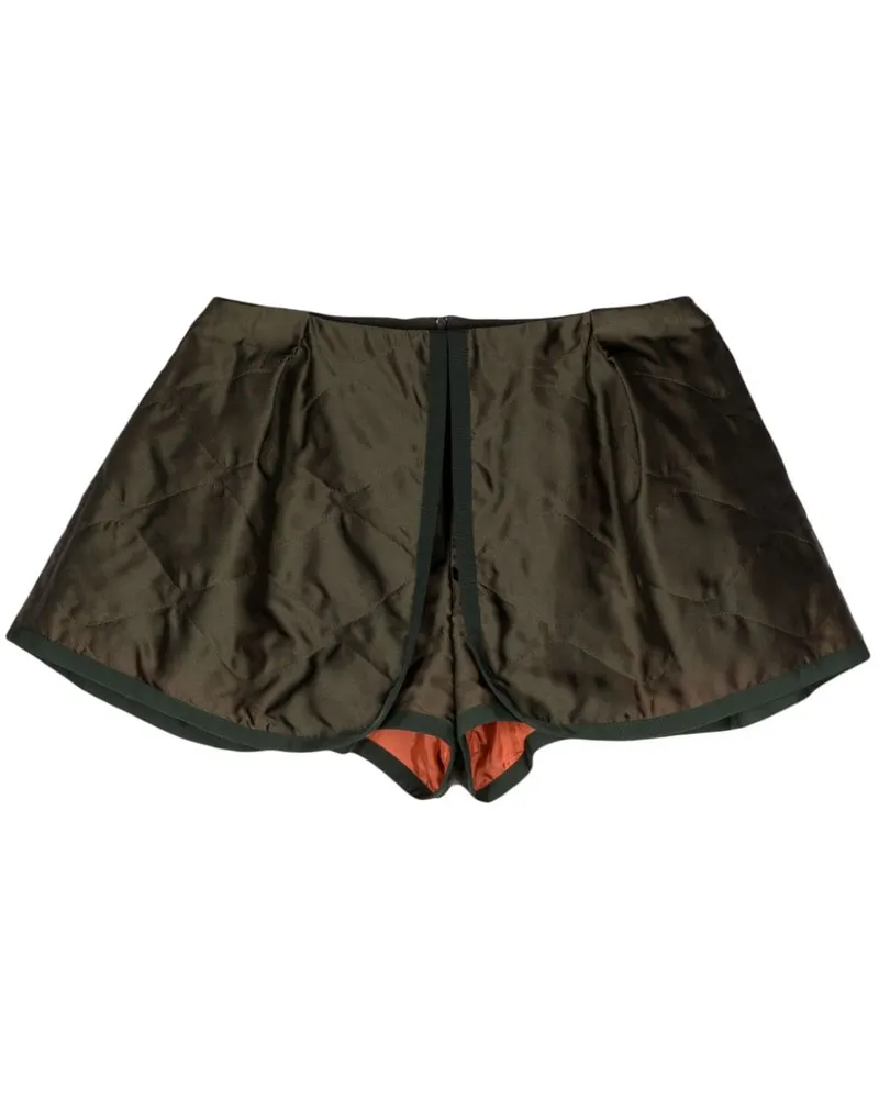 Sacai Mini Shorts im Layering-Look Grün