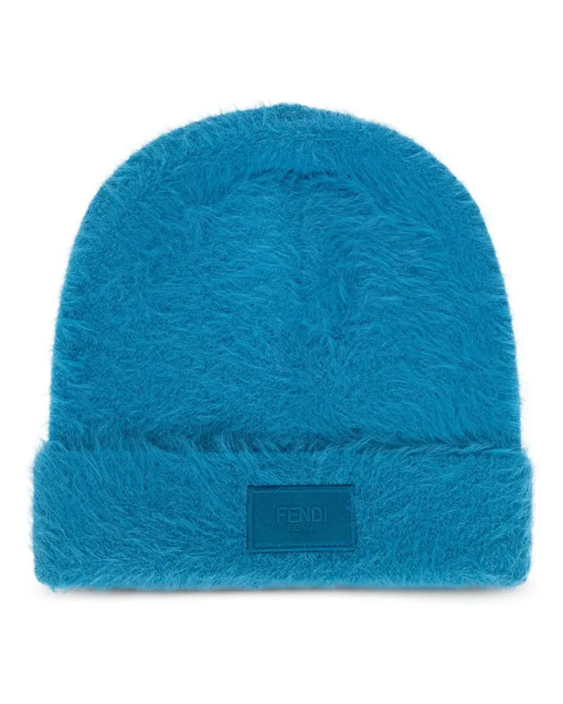Fendi Beanie mit Logo-Patch - Blau Blau