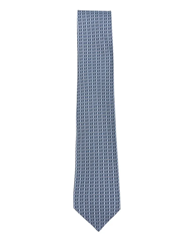 Ferragamo Gemusterte Seidenkrawatte - Blau Blau