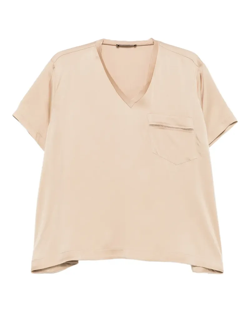 Fabiana Filippi T-Shirt mit V-Ausschnitt - Nude Nude
