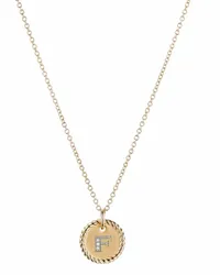 David Yurman 18kt Initial F Gelbgoldhalskette mit Diamanten Gold