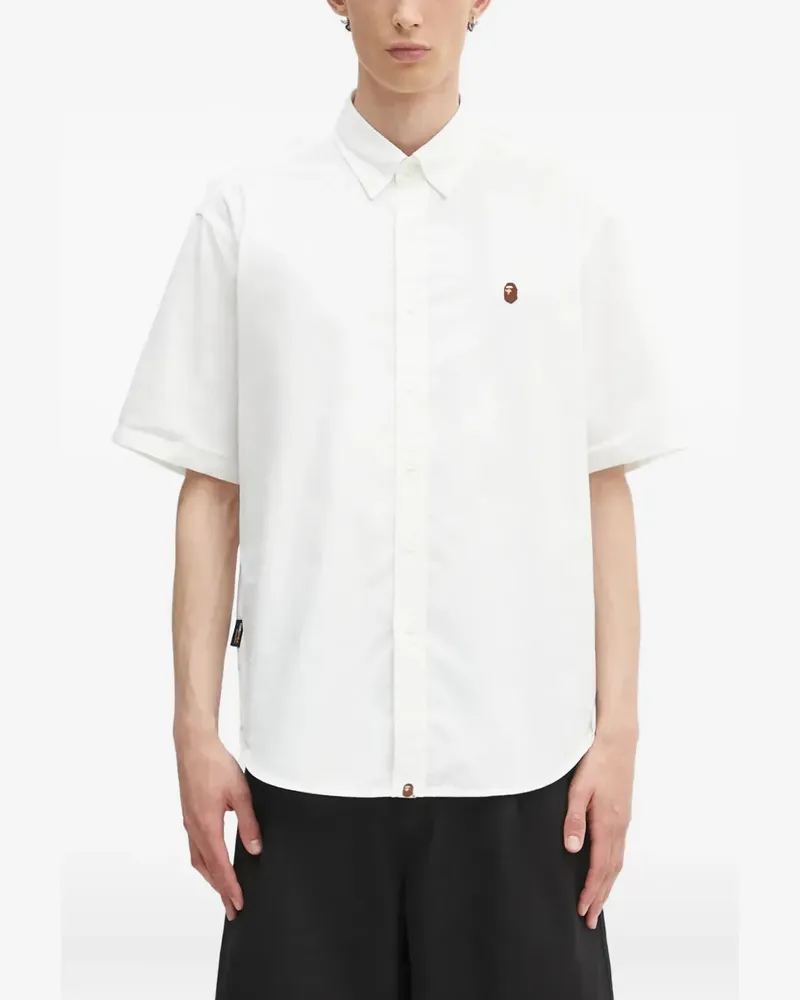 BAPE Kurzärmeliges Hemd mit One Point-Stickerei - Weiß Weiß