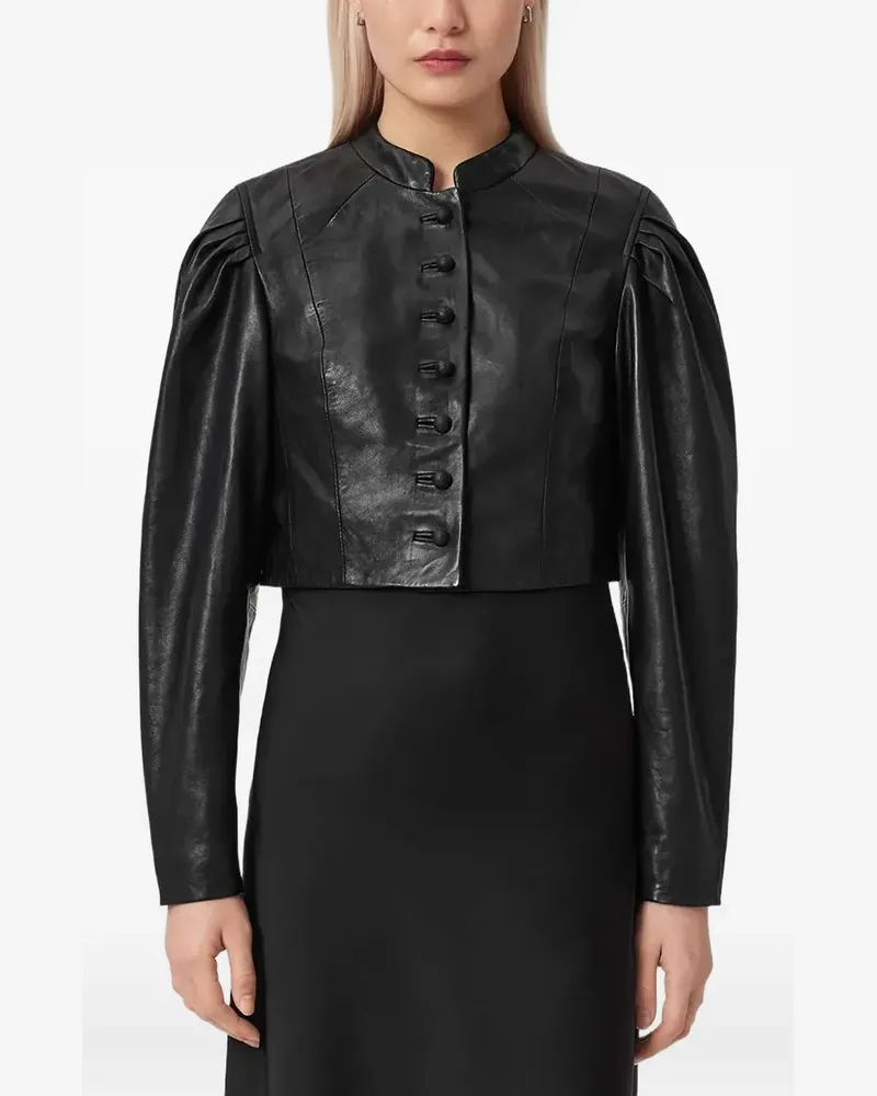 AllSaints Sadie puff-sleeve leather jacket - Schwarz Schwarz