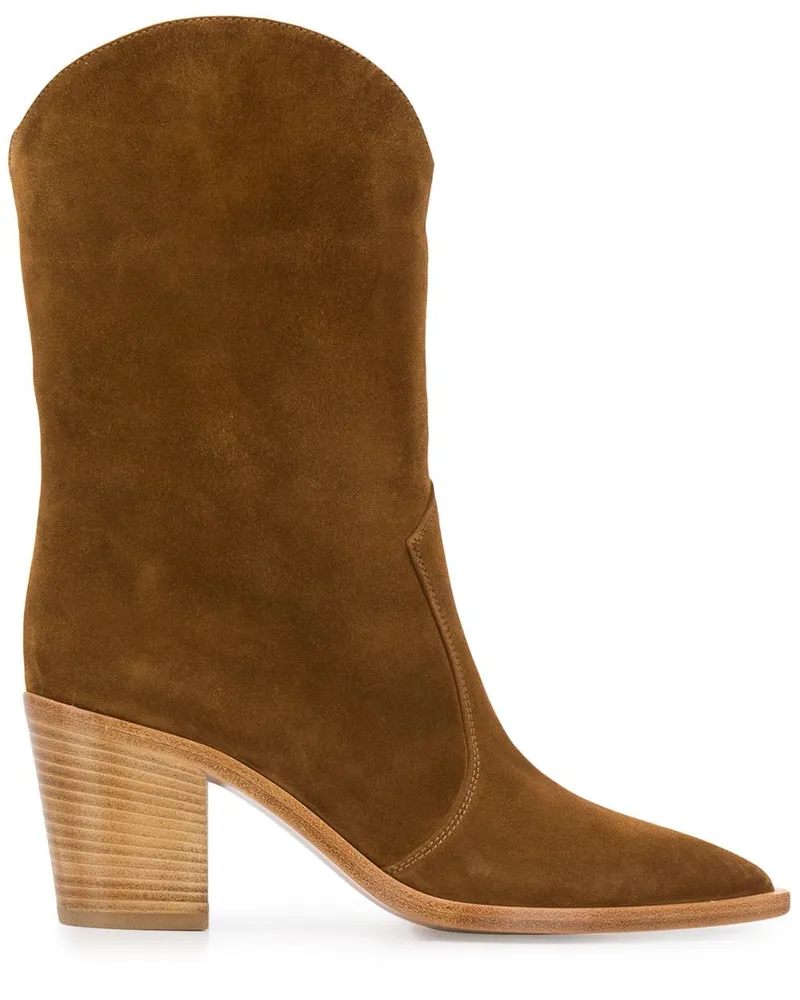 Gianvito Rossi Cowboystiefel mit Holzabsatz - Braun Braun