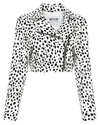 Moschino Jeansjacke mit Animal-Print Weiß