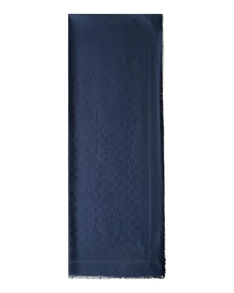 Elisabetta Franchi Ausgefranster Schal mit Logo-Muster - Blau Blau