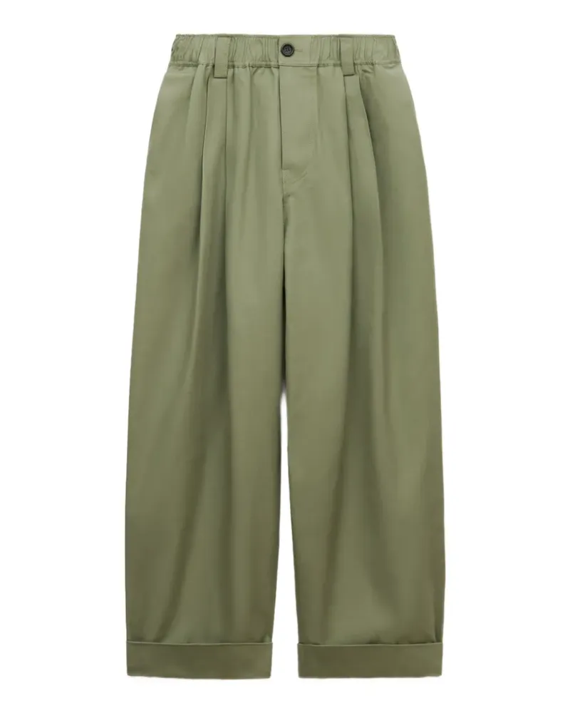 Marni green canvas pants with pleats - Grün Grün