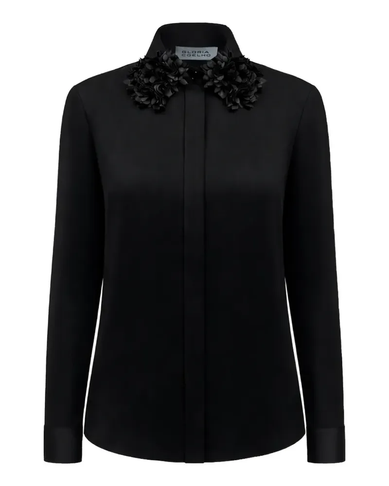 Gloria Coelho floral-collar top - Schwarz Schwarz