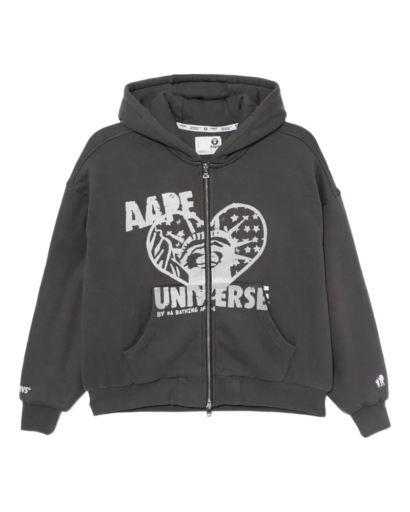 BAPE Hoodie mit Logo-Print - Grau Grau