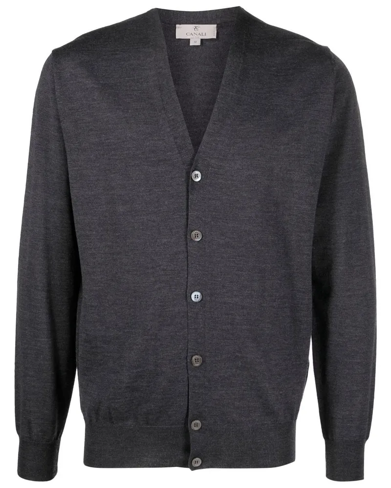 Canali Cardigan mit Knopfleiste - Grau Grau