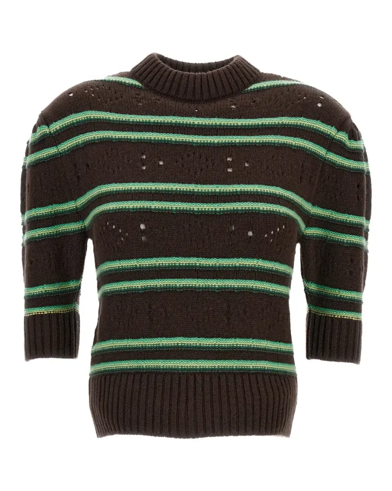 Marni striped perforated sweater - Braun Braun