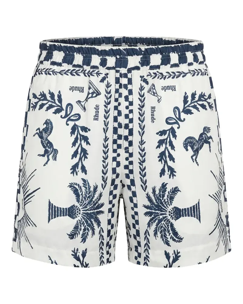RHUDE graphic-print drawstring shorts - Weiß Weiß