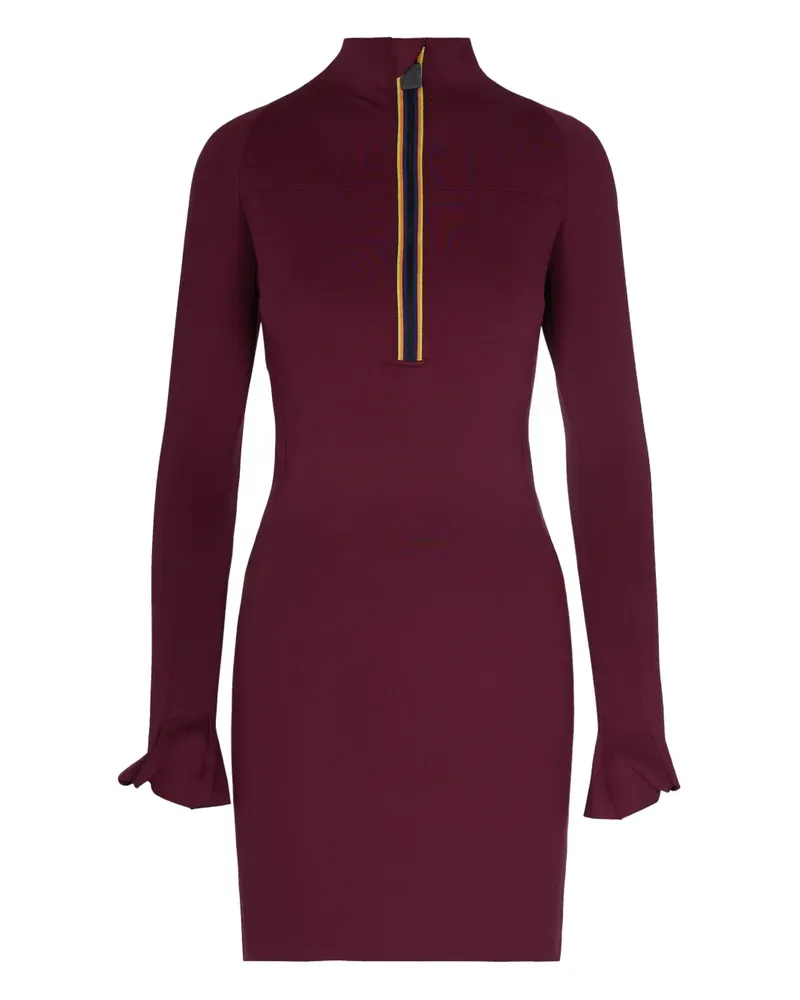 K-Way Minid ruffled-cuffs zip mini dress - Rot Rot