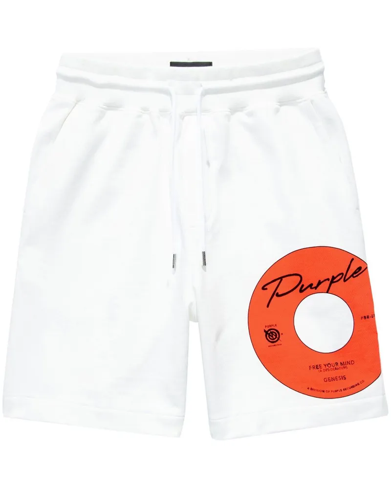 PURPLE BRAND Shorts mit Kordelzug Weiß