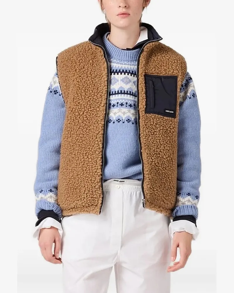 Miu Miu Teddy Weste mit Reißverschluss - Braun Braun