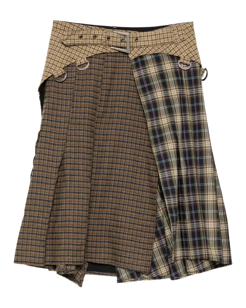 Andersson Bell check combo belted skirt - Braun Braun