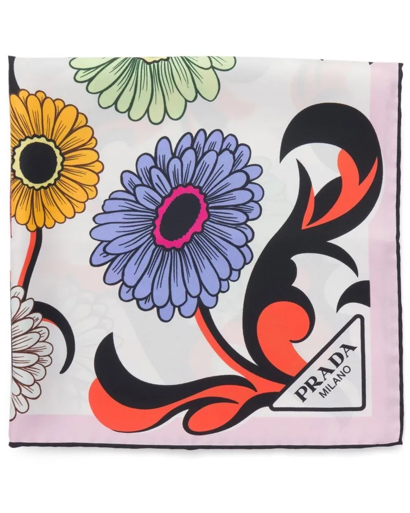 Prada Schal mit Blumen-Print - Weiß Weiß
