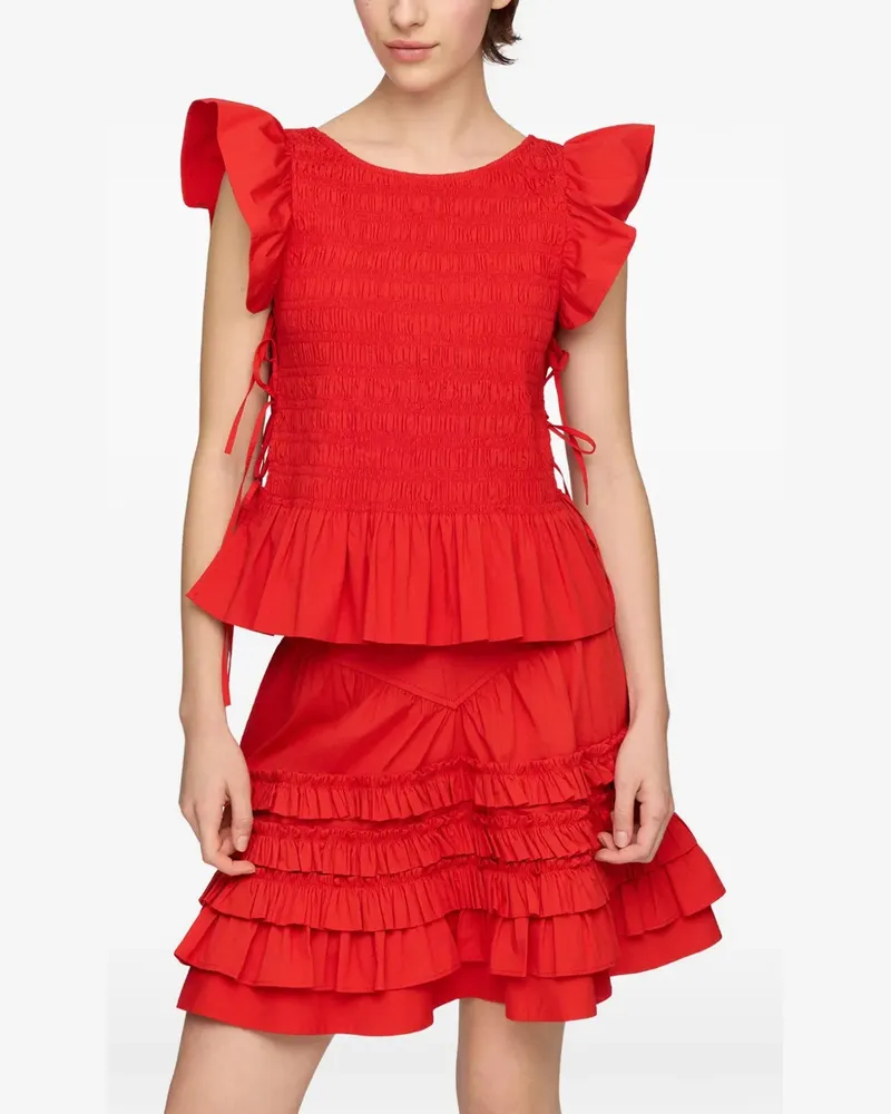 Ganni Geraffte Bluse - Rot Rot