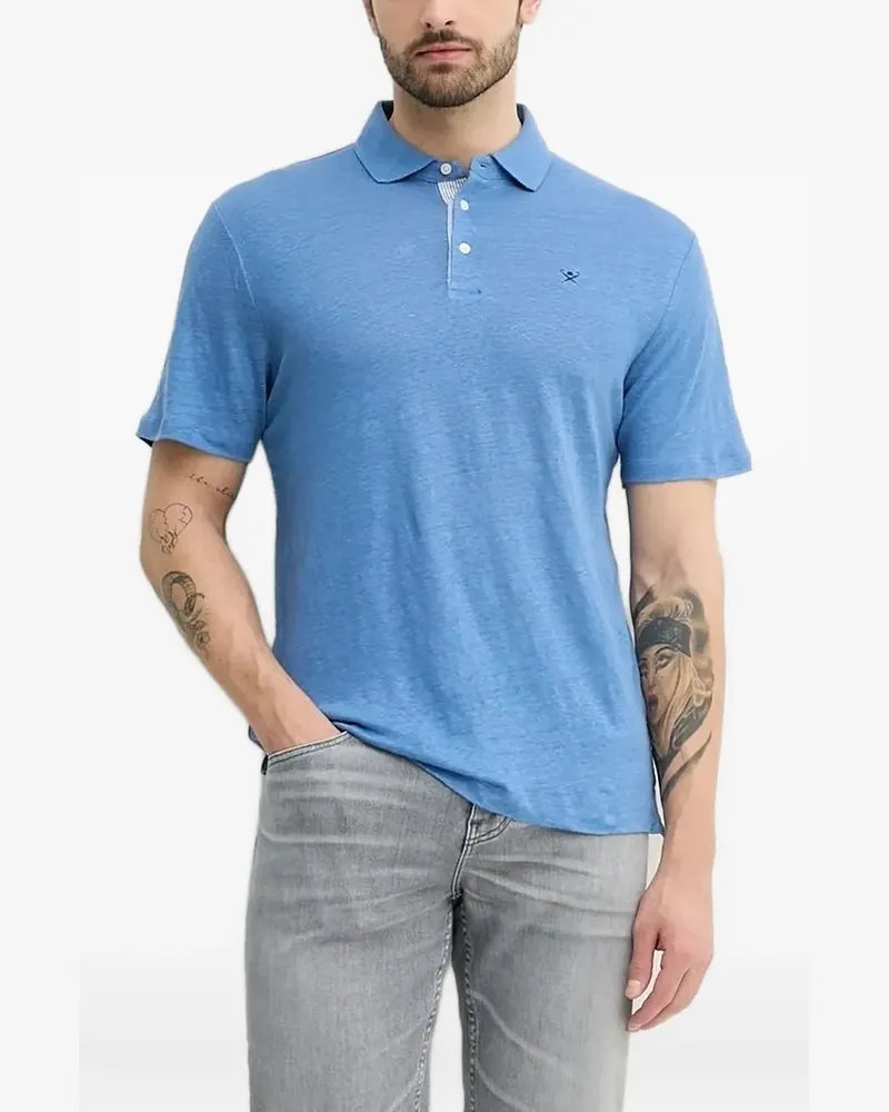 Hackett Poloshirt aus Leinen - Blau Blau