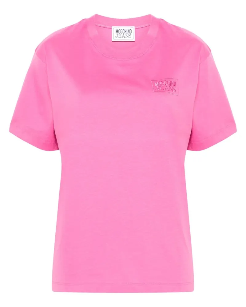 Moschino Besticktes T-Shirt Rosa