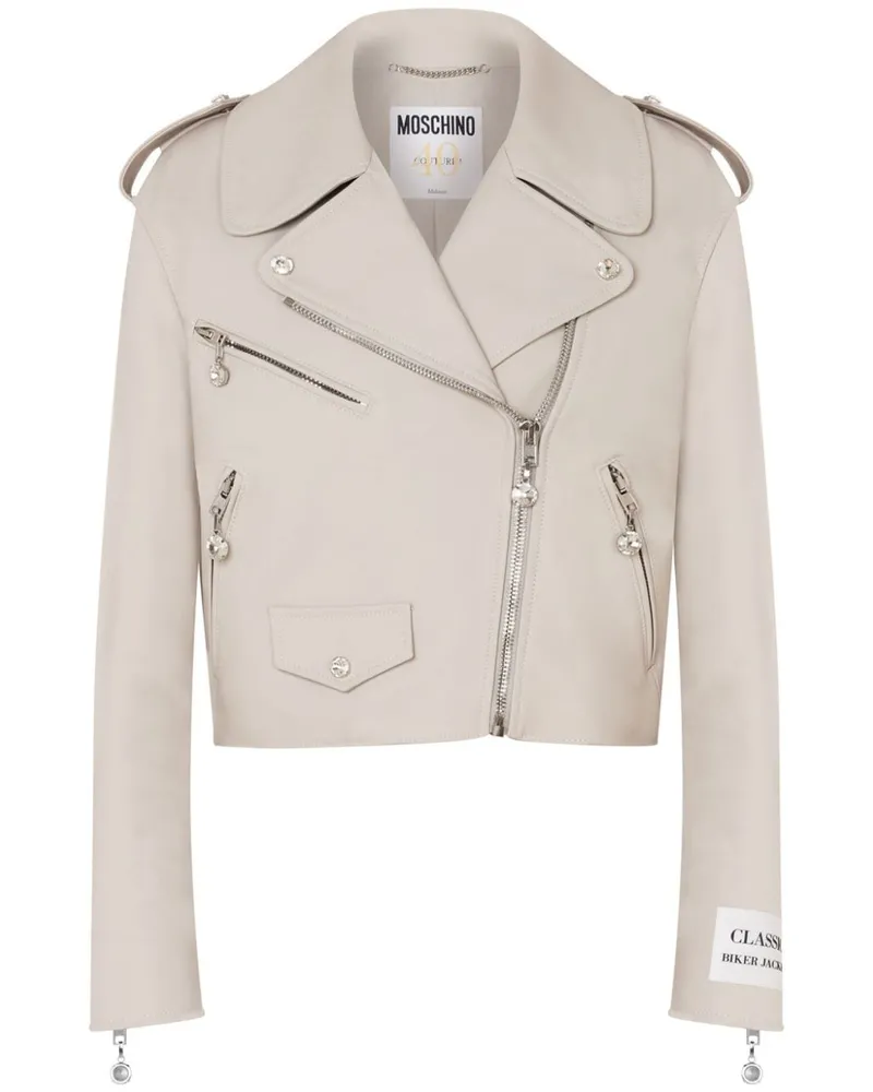 Moschino Bikerjacke aus Leder - Nude Nude